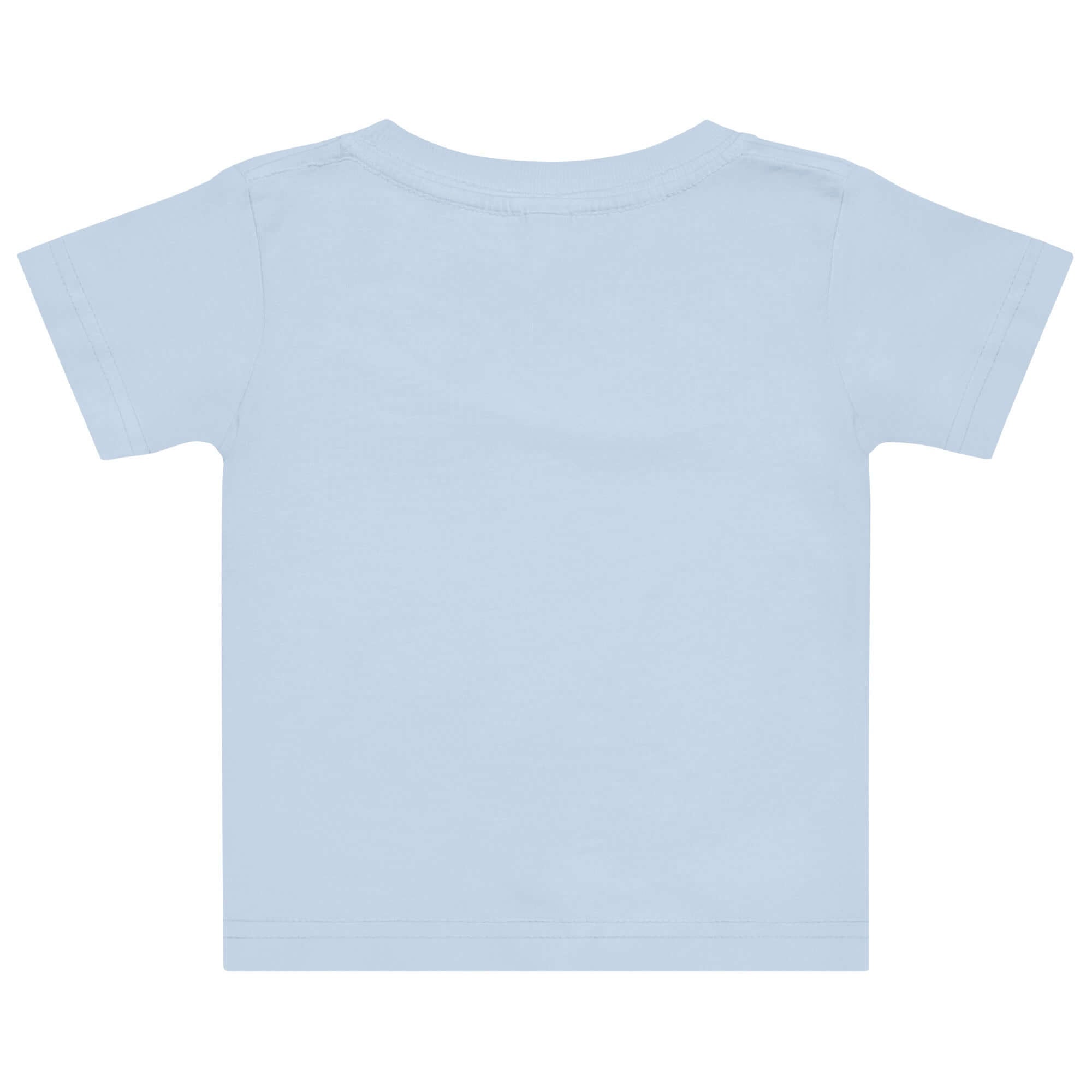 Baby Jersey T-Shirt in zartem Blau, Rückansicht mit einfachem Design fürs tägliche Tragen.