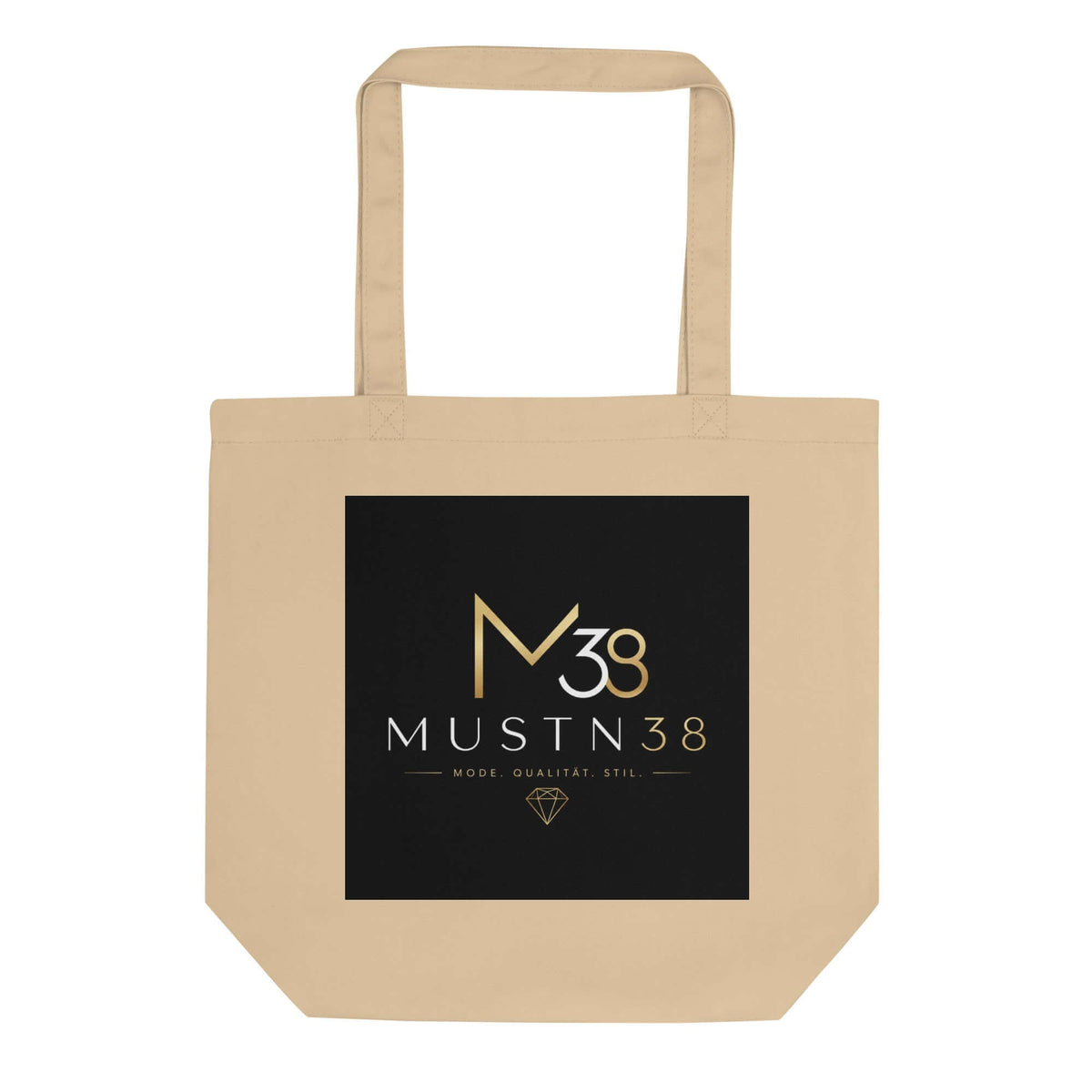 Mustn38 Eco Tote Bag kaufen, hochwertige Stofftasche mit minimalistischem Design und Mustn38-Logo.