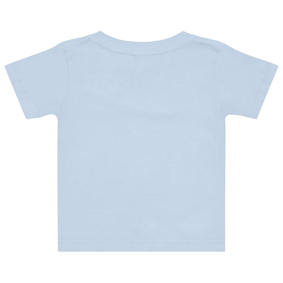 Baby Jersey T-Shirt in zartem Blau, Rückansicht mit einfachem Design fürs tägliche Tragen.