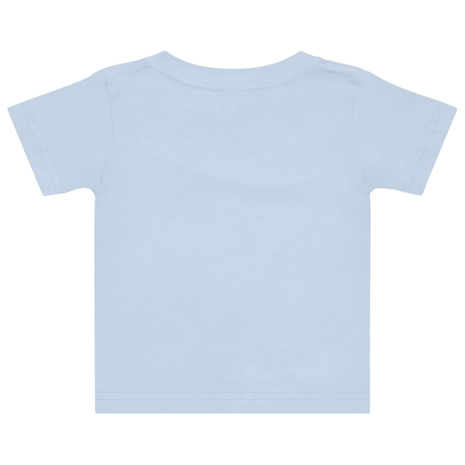 Baby Jersey T-Shirt in zartem Blau, Rückansicht mit einfachem Design fürs tägliche Tragen.