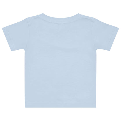 Baby Jersey T-Shirt in zartem Blau, Rückansicht mit einfachem Design fürs tägliche Tragen.