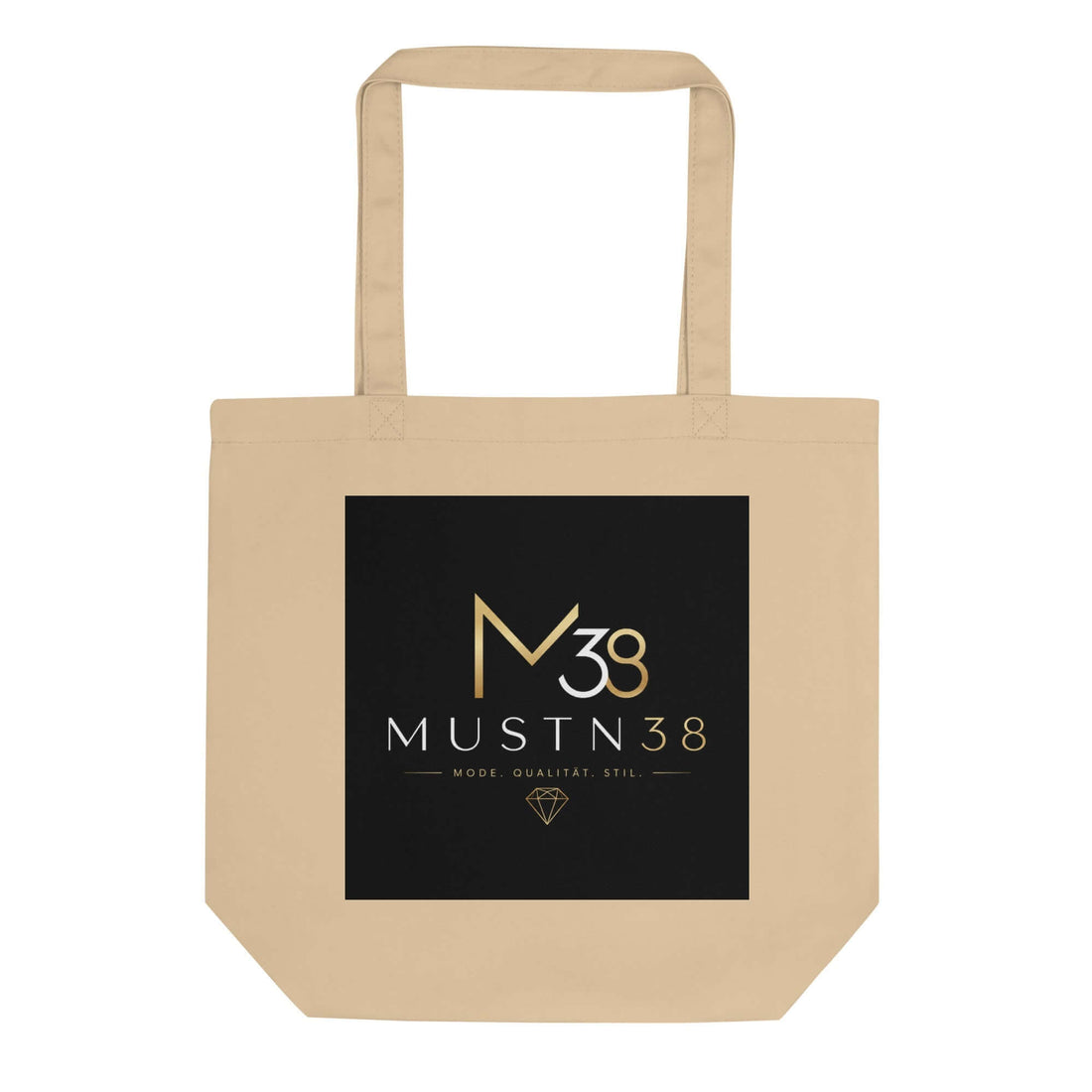 Mustn38 Eco Tote Bag kaufen, hochwertige Stofftasche mit minimalistischem Design und Mustn38-Logo.